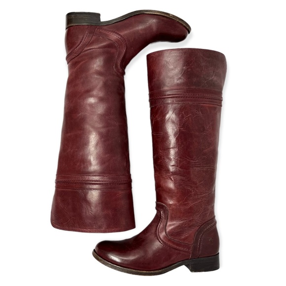 Frye (6) Melissa Trapunto Boot Knee-High Bordeaux Wine RARE COLOR - Picture 2 of 15